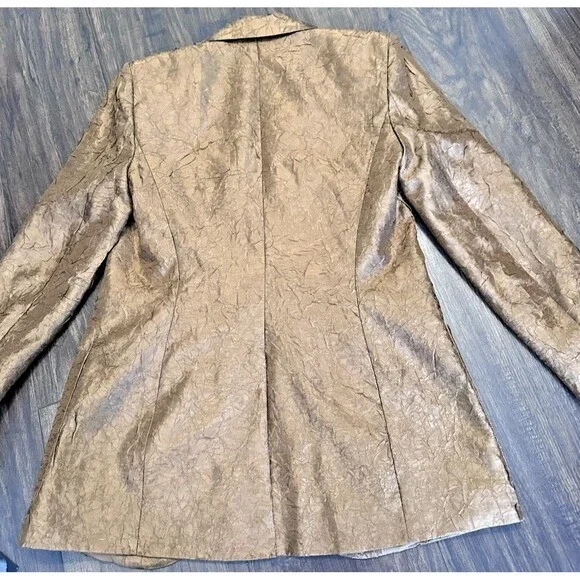 Donna Karan New York Women's Textured Metallic One-Button Blazer Bronze Brown 0 - Picture 9 of 13